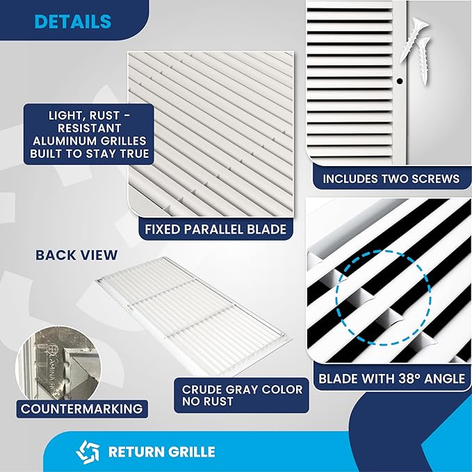 36x16 Inch (Duct Opening) Air Return Vent Cover Decorative – Premium Aluminum AC Vent Cover for Ceiling & Wall, Rustproof Grille, Ideal for Home HVAC Grille, Durable & Easy to Install by ACLAMINAIRE - Image 3