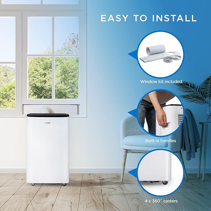 Commercial Cool Portable Air Conditioner, Dehumidifier & Fan, Portable Air Conditioner 9,000 BTU Covers up to 400 Sq. Ft., Wi-Fi Enabled, White - Image 5