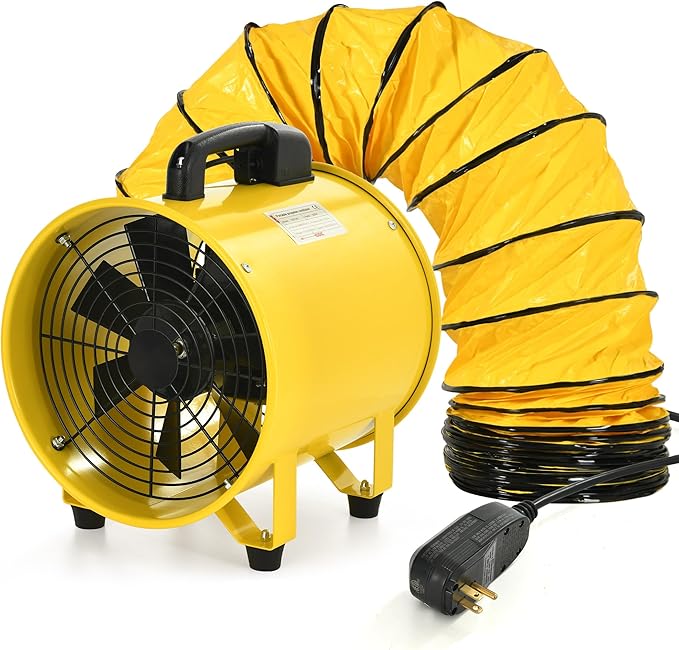 YITAHOME Utility Blower Fan 12 Inch, Two Speed Portable Exhaust Fan, Extractor Fan with GFCI Plug Automatic Power-off Protection, Ventilation Fans with 32FT Ducting for Paint Booth, Warehouse by YITAHOME