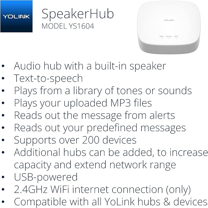 YoLink Water Leak Detection Starter Kit, w/SpeakerHub Audio/Talking Hub & Water Leak Sensors, LoRa Up to 1/4 Mile Open-Air Range, SMS/Text, Email & Push Notifications, w/Alexa, IFTTT, Home Assistant - Image 3
