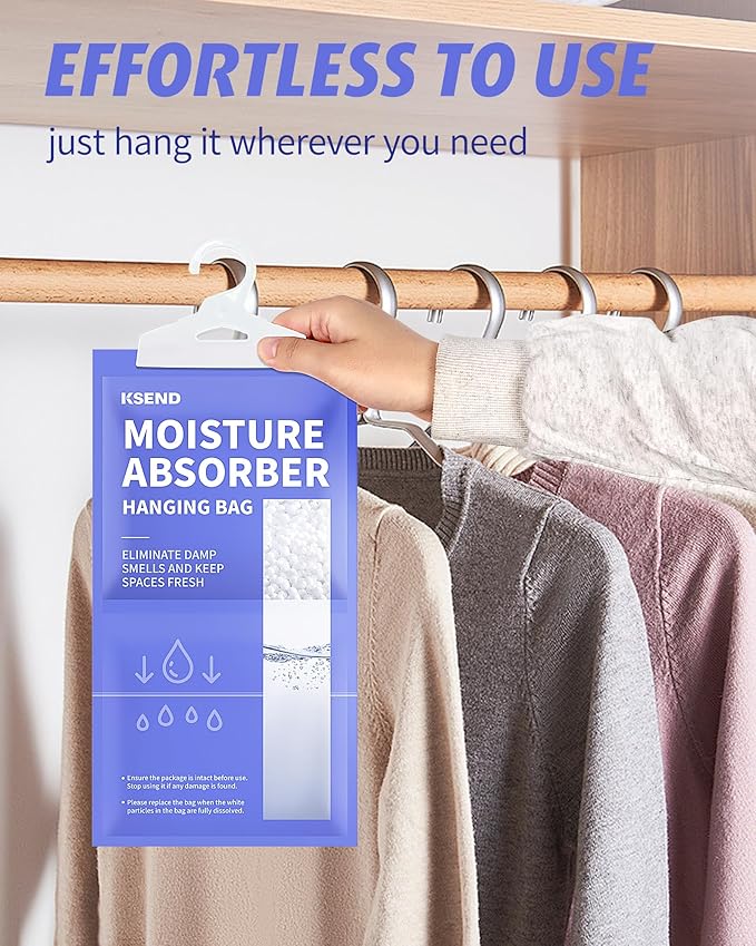 Moisture Absorbers 10 Pack, 9.8 Oz Compact Dehumidifier Bags & Packs, Moisture Hanging Bag, Humidity Absorbers, Closet Deodorizer Against Musty Odors, 11.8'' x 6.3'' - Image 4