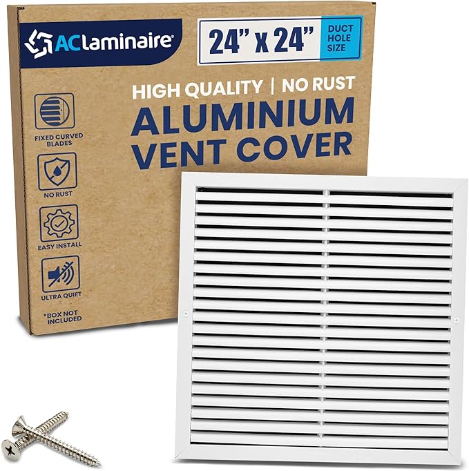 24x24 Inch (Duct Opening) Air Return Vent Cover Decorative – Premium Aluminum AC Vent Cover for Ceiling & Wall, Rustproof Grille, Ideal for Home HVAC Grille, Durable & Easy to Install by ACLAMINAIRE by LAMINAIRE