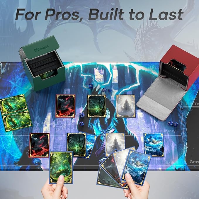 Mlikero Card Deck Box, Commander Deck Box Holds 100+ Double-Sleeved Cards with Divider, Leather Magnetic Closure Card Box Fit for MTG, TCG (Red) - Image 6
