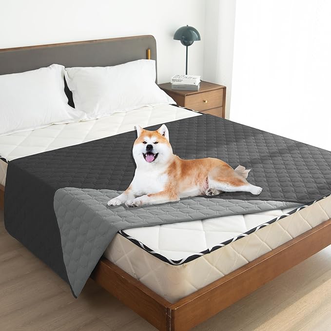 gogobunny 100% Double Sided Waterproof Dog Blanket Soft Pet Bed Cover Reversible Protect Furniture Couch Sofa Car for Puppy Large Dog Cat (Dark Charcoal/Light Charcoal, 52x82 Inch (Pack of 1)) - Image 4