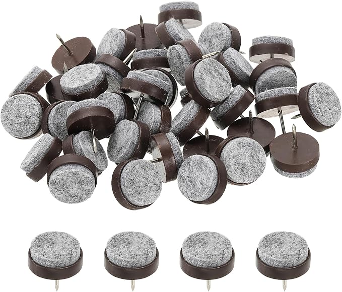 PATIKIL 24 mm Nail-on Felt Pads, 72 Pcs Round Felt Furniture Sliders Pads Heavy Duty Floor Protectors for Wooden Chair Sofa Cabinet Table Leg Feet Hardwood Floors, Brown by PATIKIL