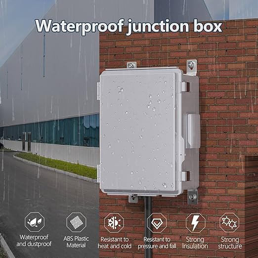 ABS Electrical Junction Box, Ventilated Design, Cable Grommets, IP65 Waterproof Enclosure, Indoor/Outdoor Use with Mounting Panel. (Grey Cover, 11"x7.4"x5.5") - Image 7