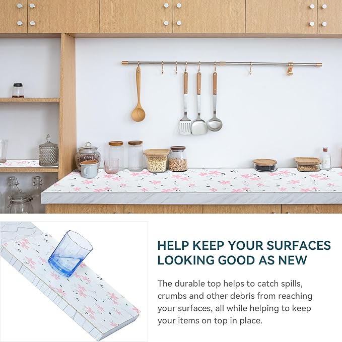 18" W x 96" L Floral Drawer and Shelf Liner for Cabinets, Non-Adhesive Strong Grip Non-Slip Flower Shelf Cabinet Kitchen Shelf Liners for Kitchen Cabinets - Image 4