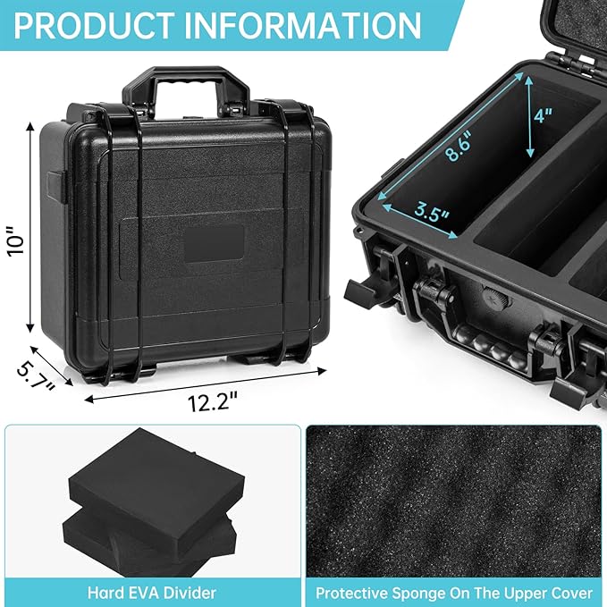 Waterproof Toploader Storage Box for 3" x 4" 35pt Rigid Card, Trading Card Case Holds 300 Toploaders, Sports Card Storage Boxes with 3 EVA Divider - Image 2