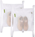 Sneaker Wash & Dry Net Bag for Dryer, 15.7x13.8 Inch Large HoneyComber Mesh Bags with Zipper and Strap for Shoes, Clothing, Laundry Reused Bag Tool (2 Pcs White) by Gocohhi