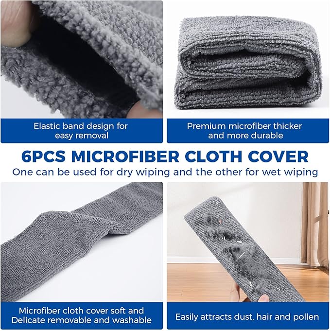 6pcs Dusters Replacement Cloth Retractable Gap Dust Cleaner Cloths, Reusable Microfiber Cloth Cover Washable, Under Furniture Duster Refill for Home Kitchen Household Wall Couch Cleaning Supplies - Image 3