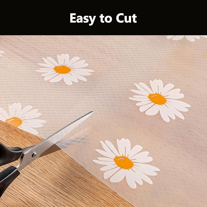 INNOLITES Shelf Liners for Kitchen Cabinets – Drawer Liner Waterproof & Oil-Proof, Non-Adhesive EVA with Floral Pattern – Durable Washable, Easy to Clean (Clean Daisy, 11.8" x 360") - Image 7