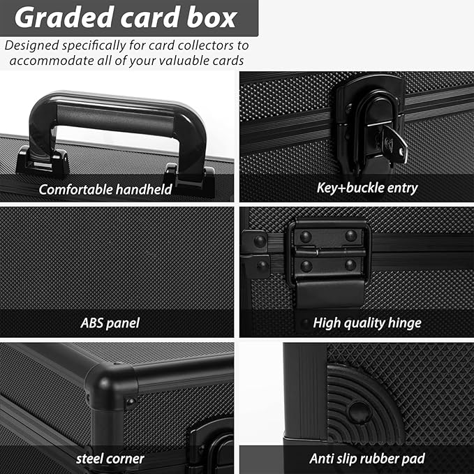Graded Card Case - Aluminum Alloy Graded Card Storage Box Compatible with 150+ Card Slabs - Sports Trading Card Case Fits PSA, CSG, BGS - Image 3