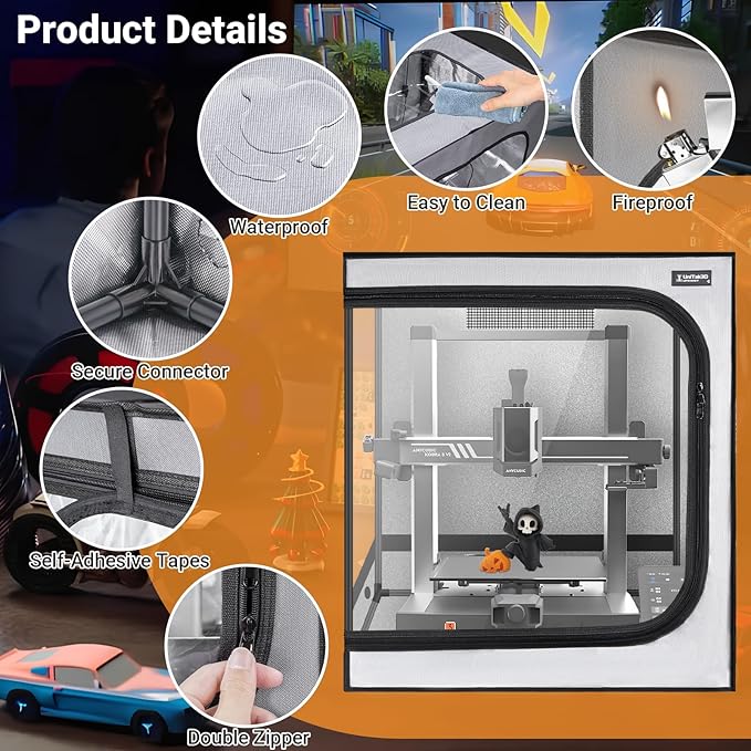 3D Printer Enclosure with Ventilation Kit for Anycubic Kobra 3/3 V2 Combo/Flashforge AD5X 3D Printers,Fireproof & Dustproof Noise Reduction 3D Printer Cover with USB LED Lighting System-580*650*650mm - Image 8