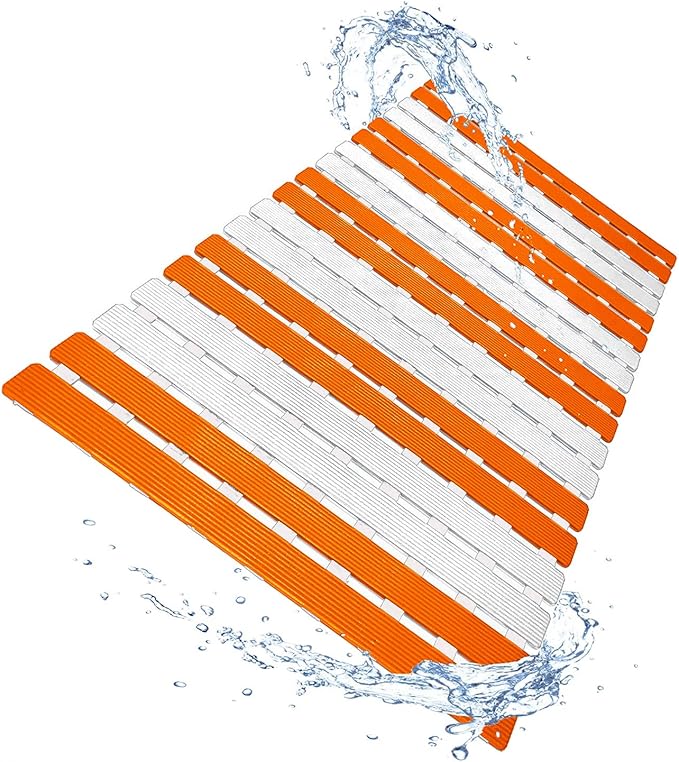 Non Slip Bathtub Mat | Double-Layered Shower Floor Mat with Suction Cups | EZ-Dry Construction | Non-Toxic, BPA, Latex, Phthalate, PVC Free (Splash) by LuxurYou