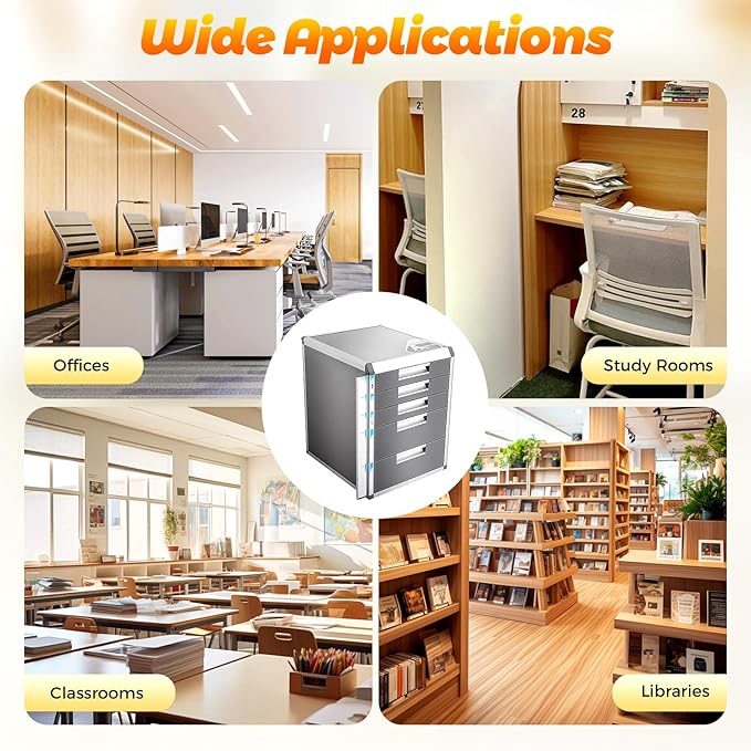 Metal Drawer Box, Luminium Alloy File Organiser with Lockable Drawers With 5 Drawers File Organiser for Home, Office - Image 8