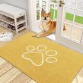 OLANLY Dog Door Mat for Muddy Paws 48x30, Paw Print Design, Absorbs Moisture and Dirt, Absorbent Non-Slip Washable Doormat, Quick Dry Chenille Mud Mat for Dogs, Entry Indoor Entryway Carpet, Yellow by OLANLY