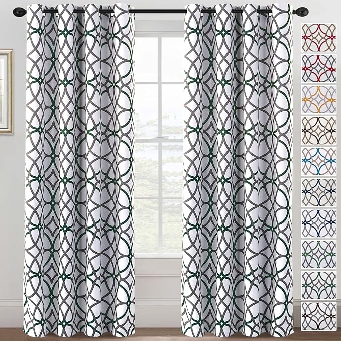 H.VERSAILTEX Blackout Curtains 84 inch Length 2 Panels Set Thermal Curtains & Drapes Window Treatment Noise Reducing Geometric Modern Grommet Living Room Curtains for Bedroom - Hunter Green and Gray by HVERSAILTEX