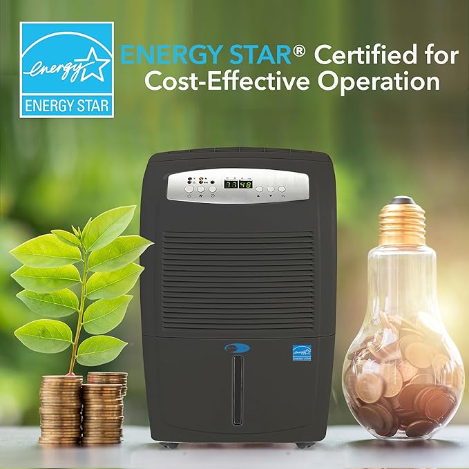 Whynter 50 Energy Star Pint High Capacity up to 4000 sq ft Gray Portable Dehumidifier with Pump, Black - Image 2
