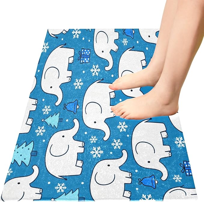 White Elephant Snowflake Blue Christmas mats Non Slip Anti-Mold Bath Rugs for Bathroom for Indoor Doormat Accessories decoración 39 x 20 in alfombra para ba?o - Image 4