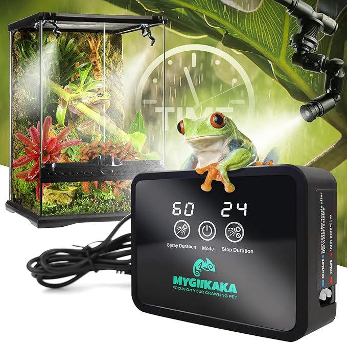 Reptile Smart Mister, Reptile Humidifiers Misting System Automatic with Timer, Terrariums Humidifier with 360°Adjustable Misting Nozzles, Spray Kit for Rainforest Plants Amphibian by MYGIIKAKA