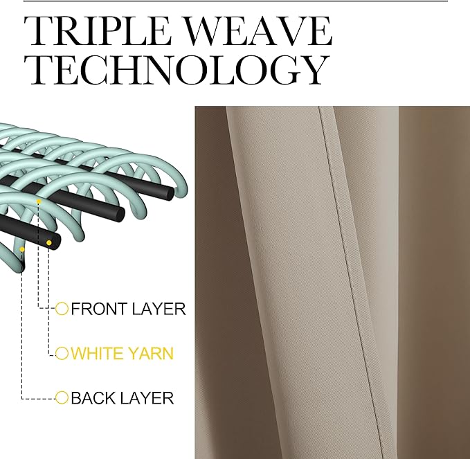 NICETOWN RV Blackout Curtains for Camper Windows, Taupe, 34" x 30", Set of 2, Kitchen Curtains, Short Blackout Drapes, Thermal Insulated Rod Pocket Window Treatment Draperies for Nursery - Image 3