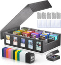 Trading Card Storage Box 5-Row 3900+ Capacity,TCG MTG Card Case with Magnetic Lid & Commander Display,Top Loader Storage for Sports Cards,Includes Dividers Dice Box by MORCCO