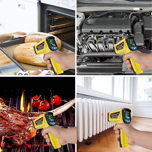 MESTEK Infrared Thermometer Gun -58°F to 1472°F, Digital Temperature Gun/K-Type Probe -14°F~932°F, Humidity Sensor, IR Laser Temp Gun with Color LCD for Cooking Pizza Oven BBQ HVAC Home-Industrial - Image 8
