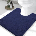 Smiry Luxury Chenille Toilet Rugs U-Shaped 24x20, Soft Absorbent Non-Slip Contour Bathroom Rugs for Toilet, Machine Washable Contoured Bath Mats, Navy Blue by Smiry