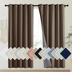 NICETOWN Coffee Vintage Linen 100% Blackout Curtains for Playroom, Thermal Insulated Curtains 72" Long, Noise Reducing Window Treatment Drapes for Laundry Room, 62" Wide Per Panel, Set of 2 by NICETOWN