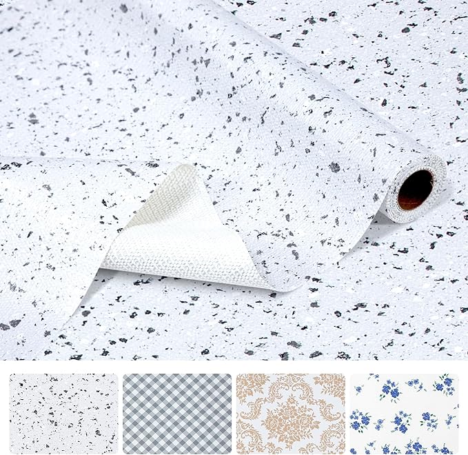 RAY STAR 18 Inch x 48 Inch Shelf Liner, Non Adhesive Marble White Cabinet Liner for Pantry Drawer Vanity, Strong Grip Non Slip Waterproof, Pretty Shelf Liners for Kitchen Cabinets by RAYSTAR