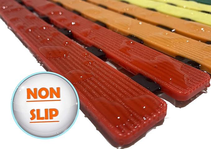 Non Slip Bathtub Mat | Double-Layered Shower Floor Mat with Suction Cups | EZ-Dry Construction | Non-Toxic, BPA, Latex, Phthalate, PVC Free (Rainbow) - Image 4