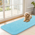 OLANLY Dog Door Mat for Muddy Paws 47x17, Absorbs Moisture and Dirt, Absorbent Non-Slip Washable Doormat, Quick Dry Chenille Mud Mat for Dogs, Entry Indoor Entryway Carpet for Inside Floor, Blue by OLANLY