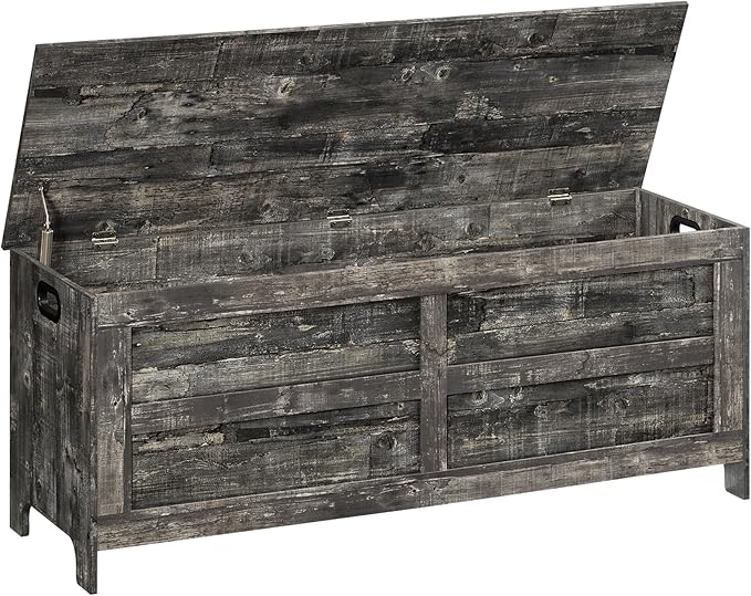 Storage Chest, 47.2” Large Toy Chest, Entryway Storage Trunk, Storage Bench with Safety Hinge, Entrance Bench for Living Room, Entrance, Bedroom, Vintage Gray SCRP48901 by MAHANCRIS