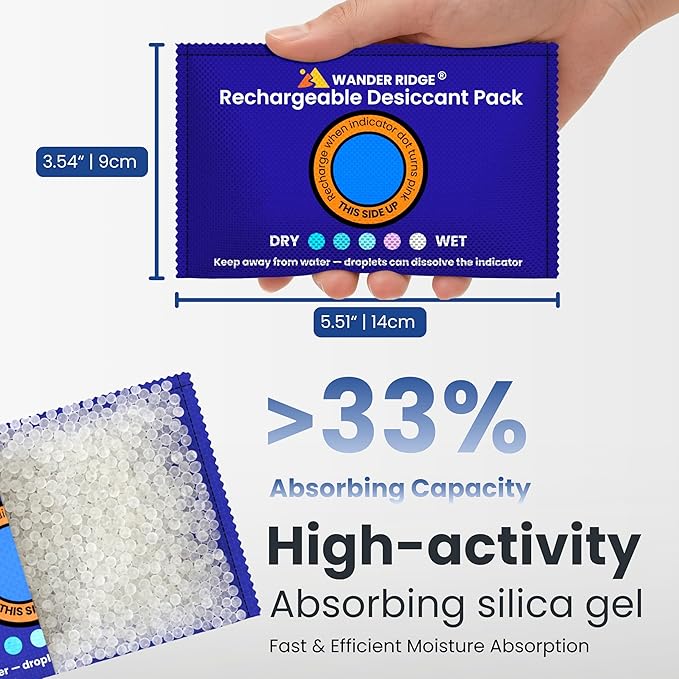 100g Rechargeable Desiccant Packs – Reusable Silica Gel Moisture Absorber, Car Dehumidifier Moisture Absorber with Humidity Indicator, Desiccant Packs for Storage, Closet & Gun Safe [5 Pack] - Image 3