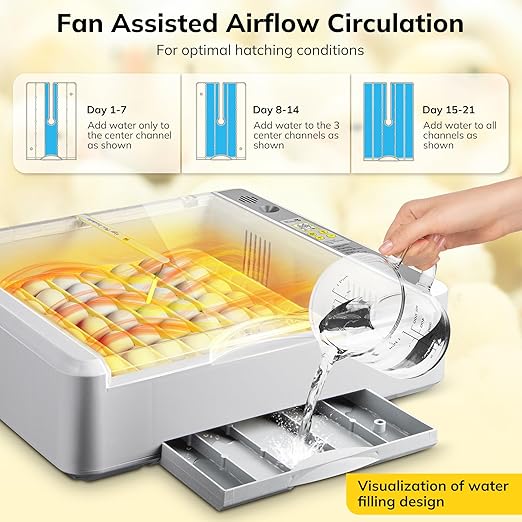 36-60 Egg Incubator with Automatic Egg Turning and Humidity Control, Chicken Egg Incubator with Digital Display, Adjustable Egg Incubators for Hatching Eggs Include Chicken Duck Quail Eggs - Image 5