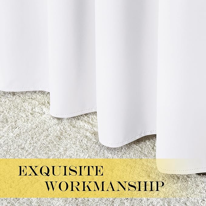 NICETOWN Room Darkening White Curtain 66 inches Long - Grommet Noise Reducing Thermal Insulated Window Treatment Privacy Drape for Kids Room/Bedroom (1 Panel, W66 x L66 Inch) - Image 6
