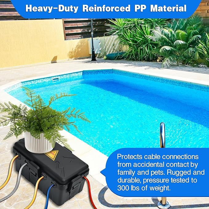 Hrensaw Medium Outdoor Electrical Box(10.6x5.5x4.5inch),Weatherproof Connection Box w/6 Cable Entry,IP54 Waterproof Extension Cord Cover Protect Power Strip,Timer,Plug,Holiday Lights,Black - Image 5