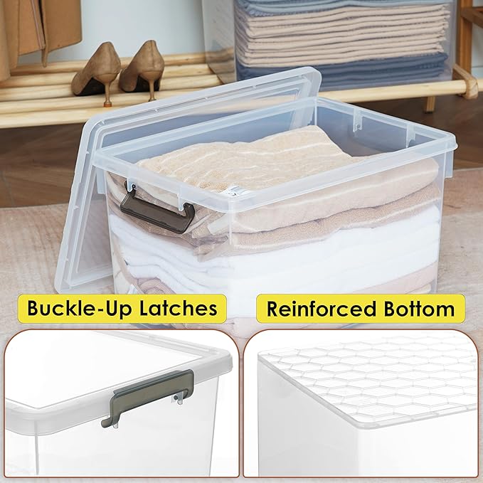 Citylife 48 QT 6 Packs Plastic Storage Bins with Lids and Secure Latching Buckles Clear Stackable Storage Containers for Organizing Durable Storage Box - Image 8