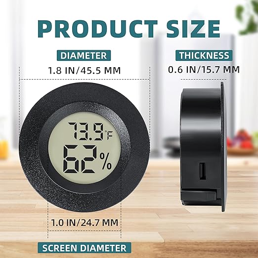 Mini Hygrometer Indoor/Outdoor Humidity Meter Hygrometer Thermometers 4 Pack Humidity Meters Gauge Mini Digital Thermometer for Humidors, Greenhouse, Garden, Cellar (4) - Image 4