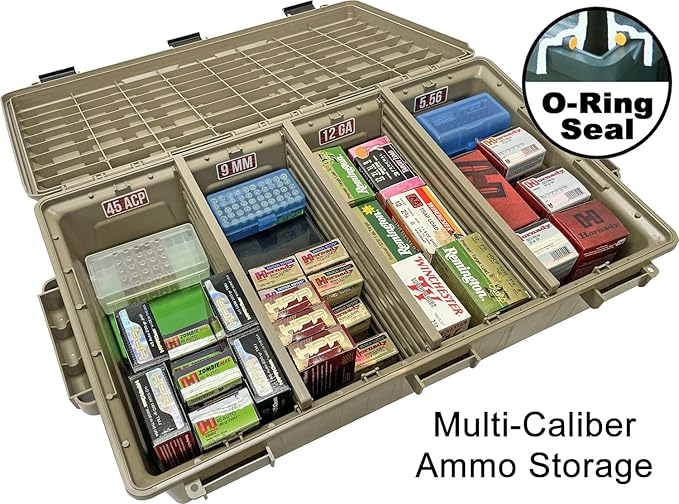 MTM ACDC50, Divided Ammo Crate Utility Box, Water Resistant, Ammo Storage Box, Lockable Storage Keeping Ammo Safe, Survival or Hunting gear, Made in USA, Dark Earth - Image 2