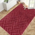 PURRUGS Easy Care Area Rug 4.5ft x 7ft, Non-Slip Machine Washable Entry Rug, Dog Door Mat, Stain Resistant Accent Rug for Hallway, Bedroom, Living Room and Mudroom, Cherry Red by PURRUGS