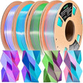 OVV3D 3D Printer Filament, PLA Filament 1.75mm Bundle, Dual Color Filament, Coextrusion 3D Filament, Silk PLA, 3D Printing Filament +/-0.02mm, 200g X 4 Spool by OVV3D