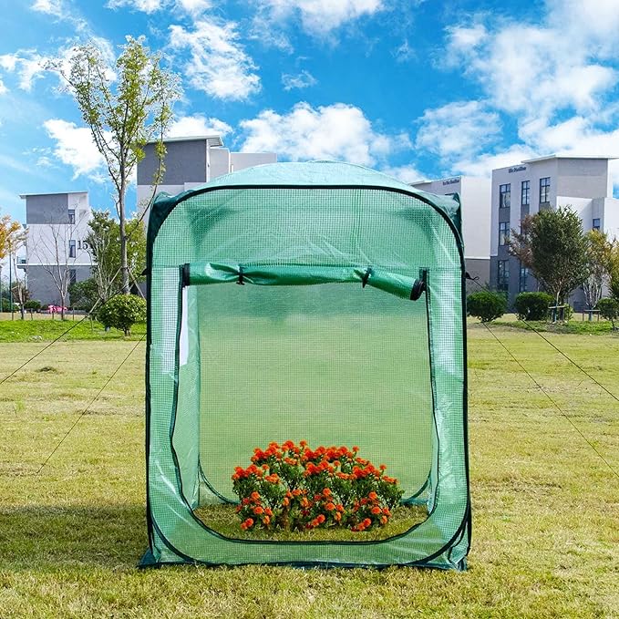 Porayhut Pop Up Greenhouse Tent,Portable X-Large Walk-in Flower House ,Indoor Outdoor Gardening Plant Sunshine Room with PE Mesh Cloth Cover for Protecting Plant from Cold Frost & Birds - Image 3