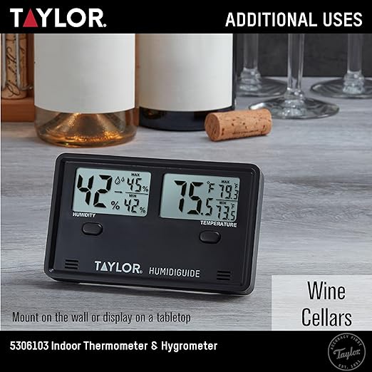 Taylor Wireless Digital Indoor Outdoor Thermometer and Hygrometer, Dual Display for Temperature and Humidity, Easy-to-Read for Home, Office, Greenhouse, Nursery, and Indoor Areas, Min/Max Black - Image 6