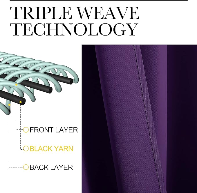 NICETOWN Blackout Curtain Blind for Bedroom, Single Panel, W34 x L63 inches, Royal Purple, Thermal Insulated Grommet Blackout Room Darkening Drape/Drapery - Image 3