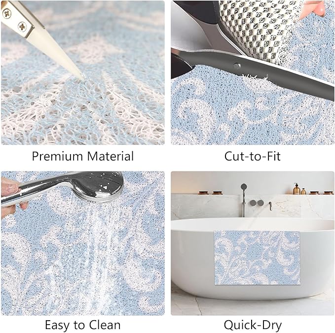 Square Shower Mat Non Slip: 24x24 Inch Extra Large Shower Mats with Drain Hole in Middle -Anti Slip Shower Mats for Inside Shower -Loofah Shower Floor Mat Bath Mat for Shower Stall Bathtub Elderly - Image 7