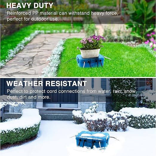 Flemoon Large Outdoor Electrical Box (12.5 x 8.5 x 5 inch), IP54 Waterproof Outdoor Extension Cord Cover Weatherproof, Protect Outlet, Plug, Socket, Timer, Power Strip, Holiday Light Decoration, Blue - Image 5