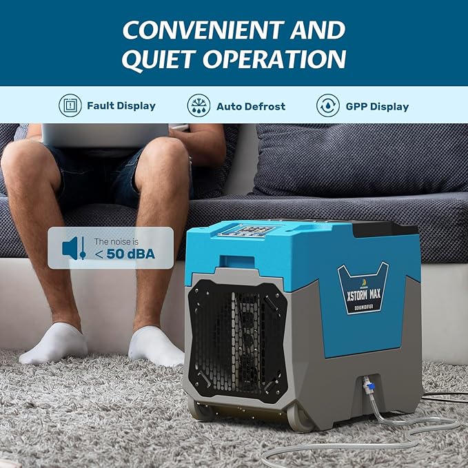 Argendon LGR Commercial Dehumidifier with Pump, 180 Pints Dehumidifiers for Crawl Space, Basements, Large Space, Water Damage Unit, Industrial dehumidifier with Wheels and Handle, 5 Year Warranty - Image 6