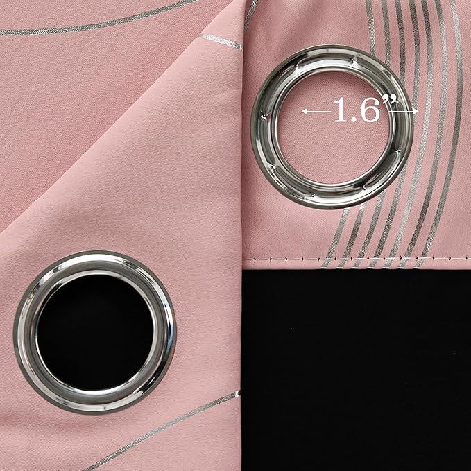 NICETOWN 100% Blackout Pink Curtains for Bedroom and Living Room, Easy Care Solid Thermal Insulated Grommet Panels and Drapes for Bedroom Decoration, 52" x 72", 2 Panels - Image 3