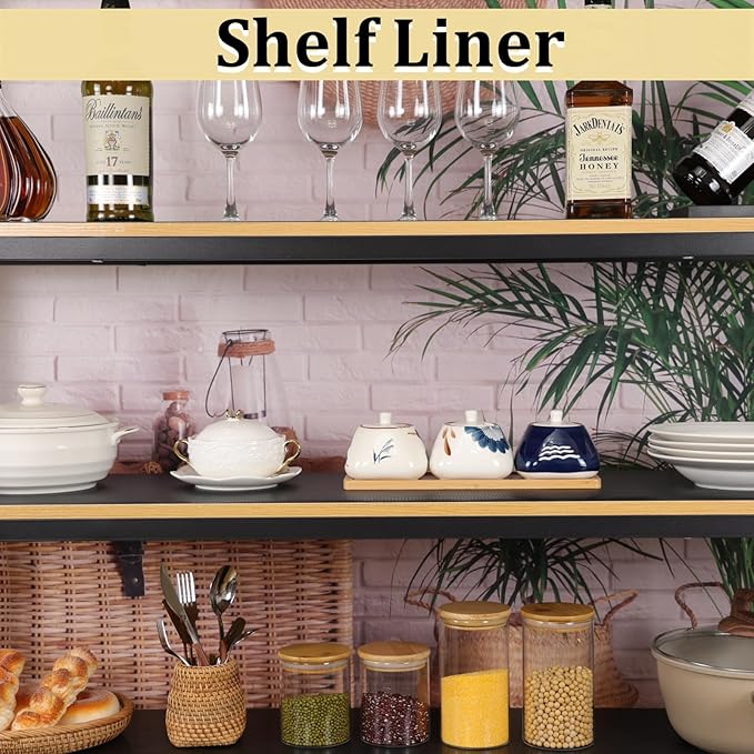 Shelf Liners 13 inch x 20 ft Kitchen Cabinets Liner Non-Stick Drawer Liners Drawer Mats EVA Protector Shelving Cupboard Lining (Black, 13 inch x 20 ft) - Image 4